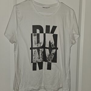 DKNY White and Black Graphic Tee